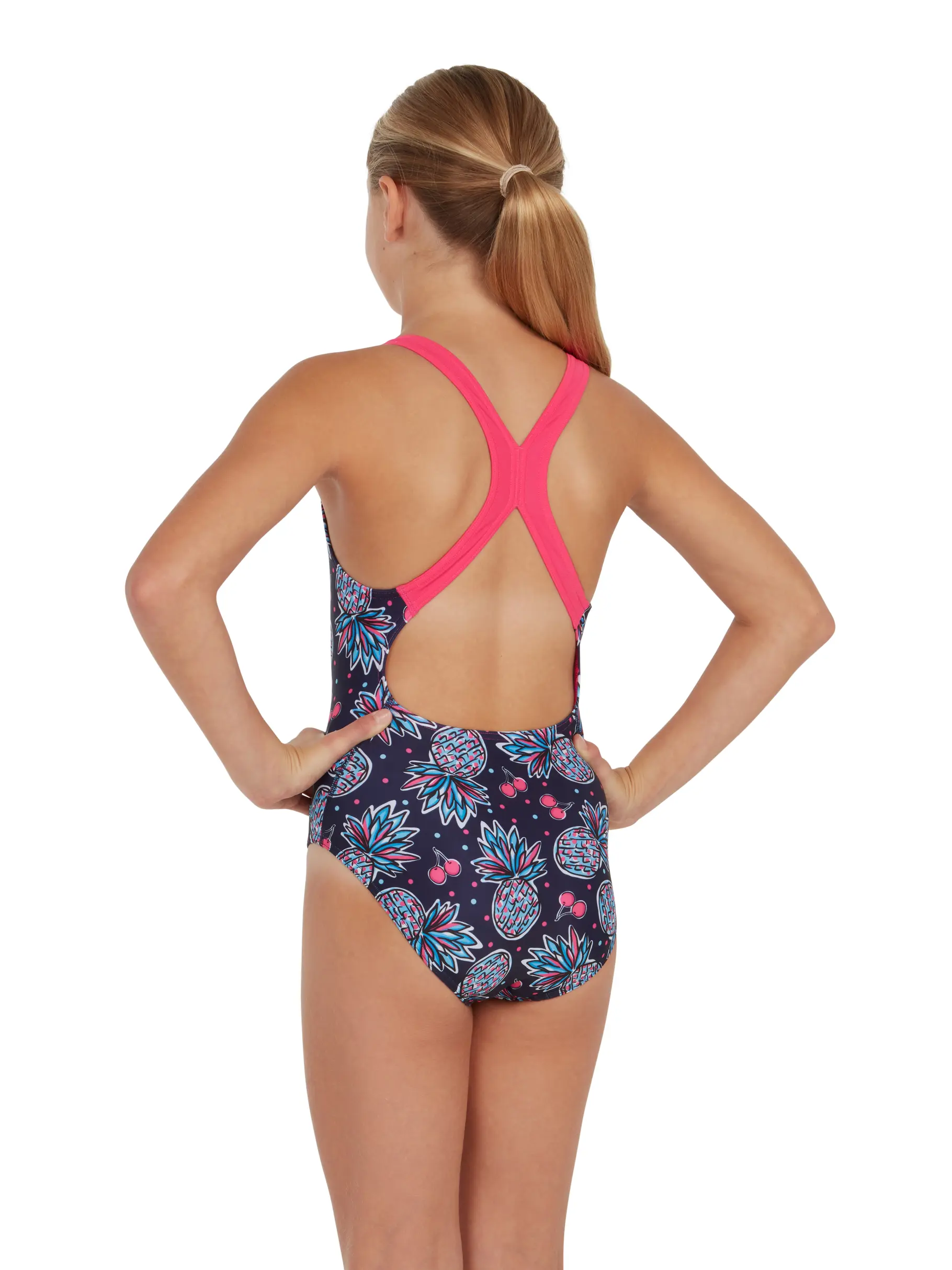 Sale, view full size image of Front view of Product detail - Girls Fruity Flyback Swimsuit FRUF
