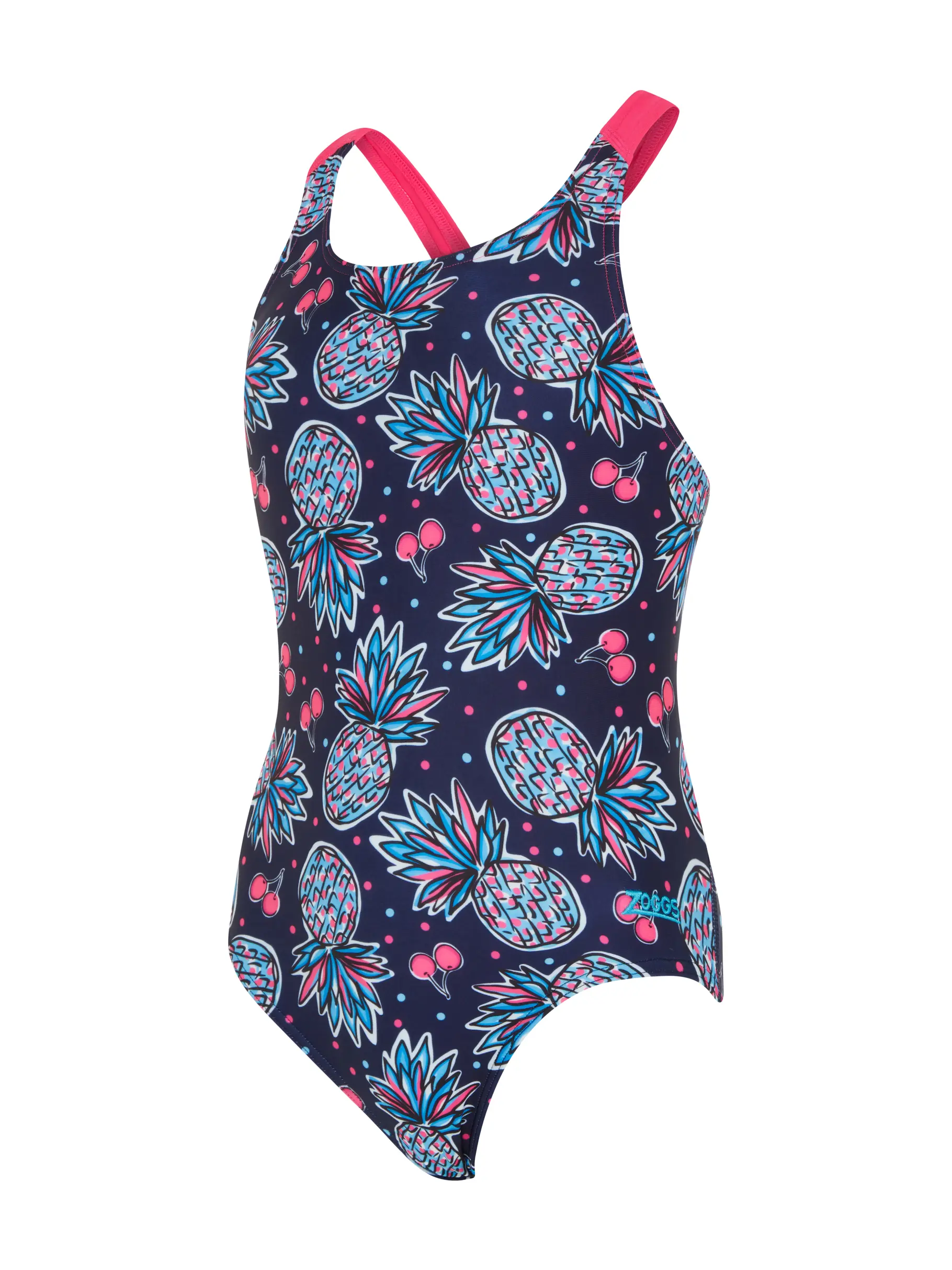 Sale, view full size image of Front view of Product detail - Girls Fruity Flyback Swimsuit FRUF