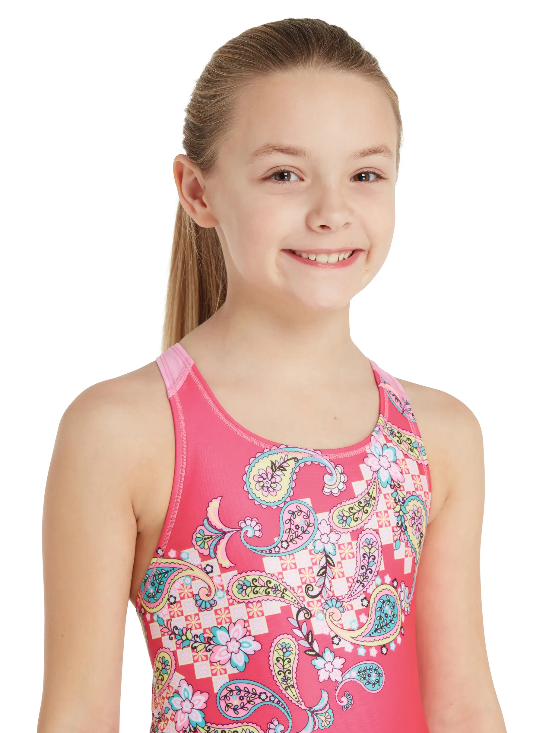 Sale, view full size image of Front view of Product detail - Girls Heavenly One Piece Flyback Swimsuit HEVF