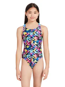 Display front view 1 of Product detail - Girls Neon Cracker Flyback One Piece NCRF