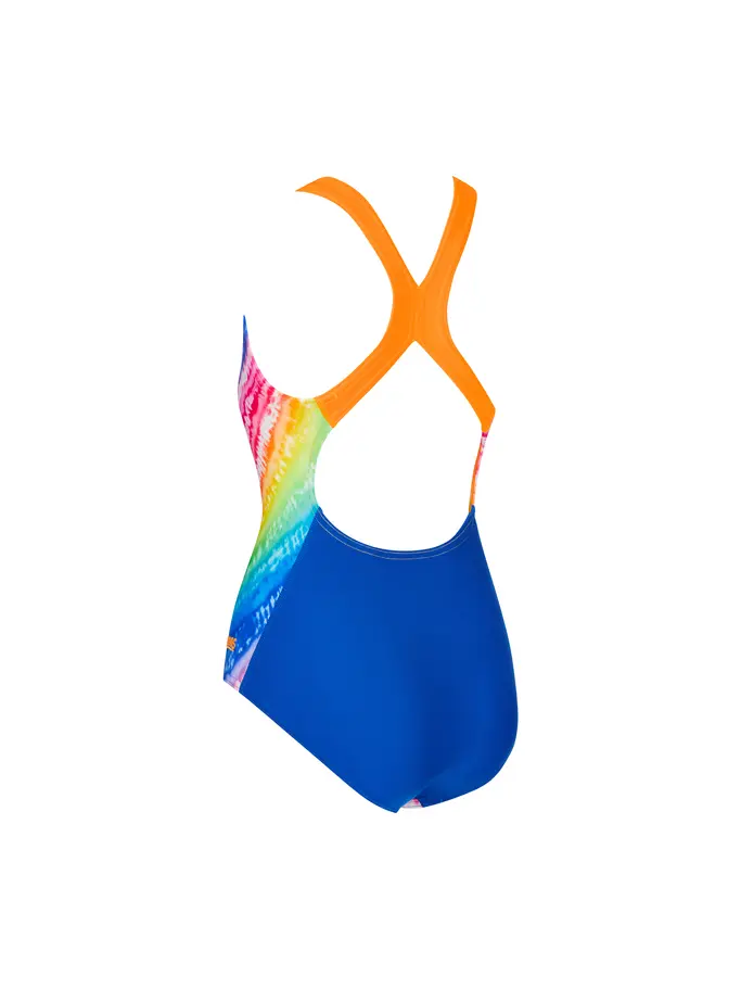 New, view full size image of Front view of Product detail - Junior Girls Rainbow Ripple Flyback Swimsuit RNRI