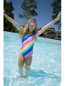 Display front view 7 of Product detail - Junior Girls Rainbow Ripple Flyback Swimsuit RNRI