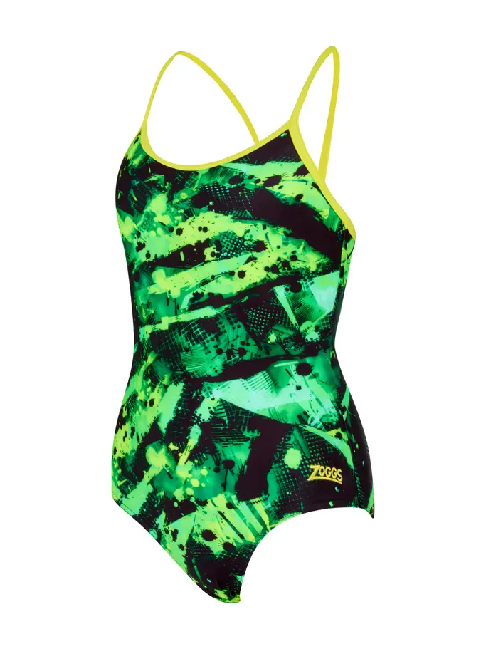 Sale, view full size image of Front view of Product detail - Junior Girls Greengame Sprintback Swimsuit GREF