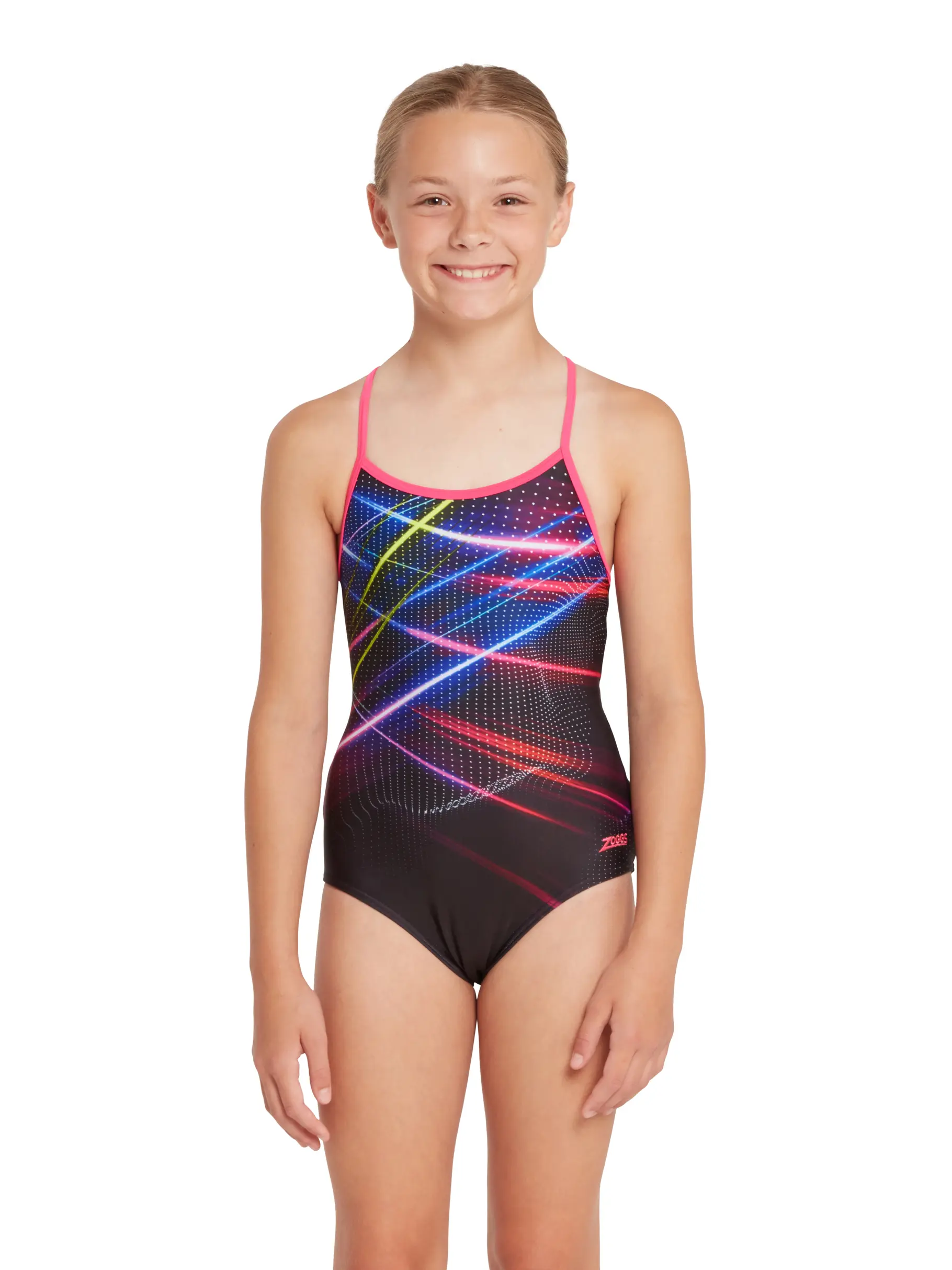 Sale,Clearance, view full size image of Front view of Product detail - Girls Laserbeam Sprintback Swimsuit LSBF