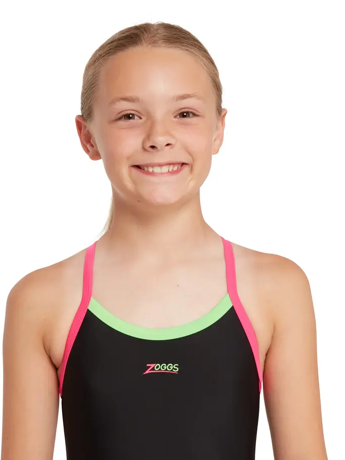 Out of Stock, Ansicht Großes Bild der Vorderseite Product detail - Kerrawa Strikeback junior Swimsuit - Black Magento & Green black/grey melange