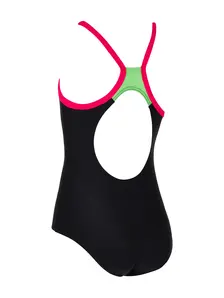 Display front view 5 of Product detail - Kerrawa Strikeback junior Swimsuit - Black Magento & Green black/grey melange
