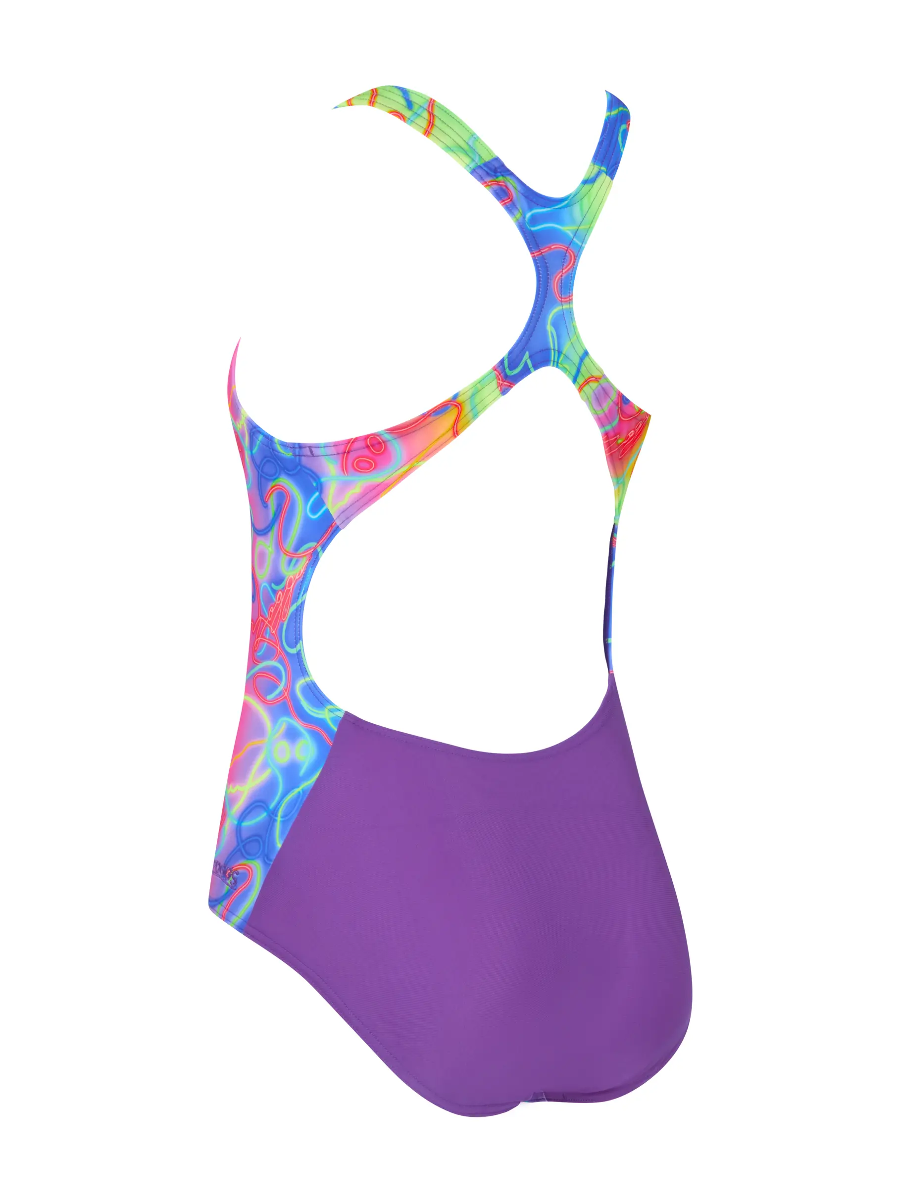 , view full size image of Front view of Product detail - Junior Girls Disco Vibes Rowleeback Swimsuit DIVF