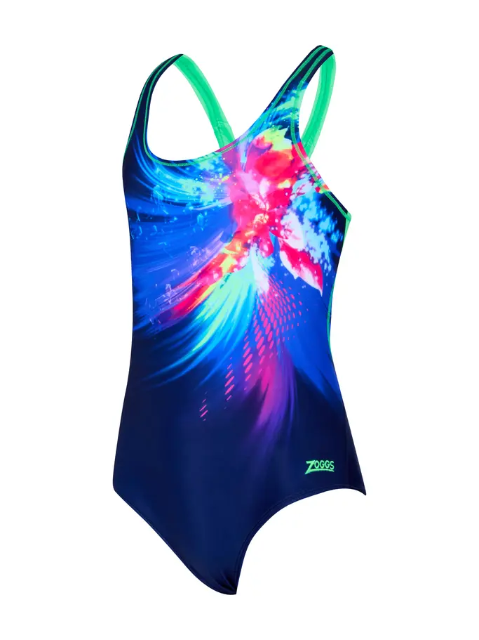 Sale, view full size image of Front view of Product detail - Junior Girls Flair Rowleeback Swimsuit FLAF