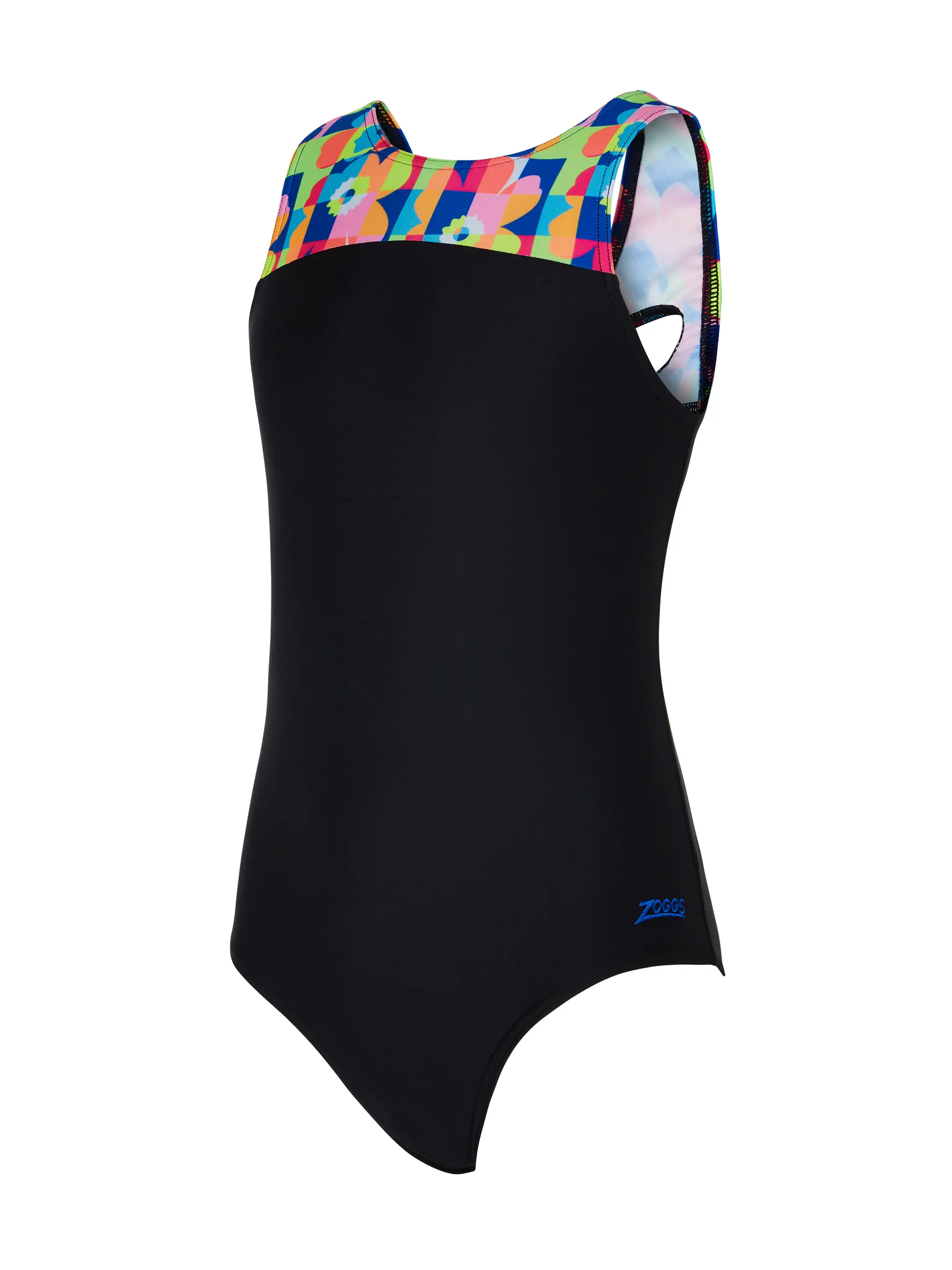 Sale,Clearance, view full size image of Front view of Product detail - Girls Flowerpatch Infinity Back Swimsuit FWRF