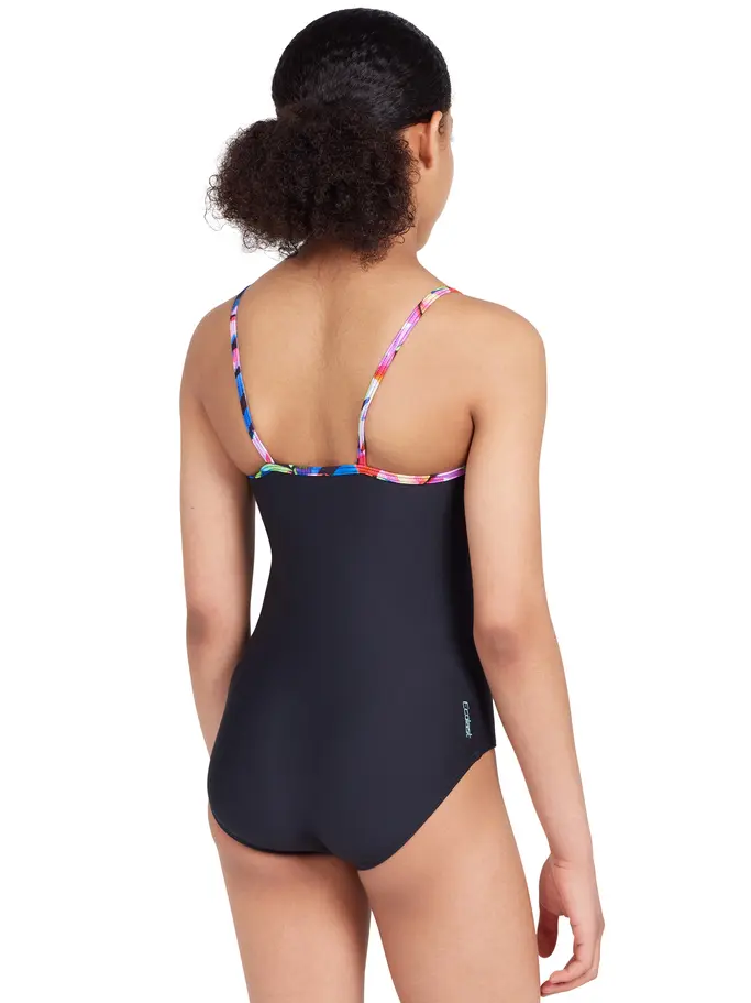 Out of Stock,Sale, Ansicht Großes Bild der Vorderseite Product detail - Girls Rainbow Palms Classicback Swimsuit RNPF