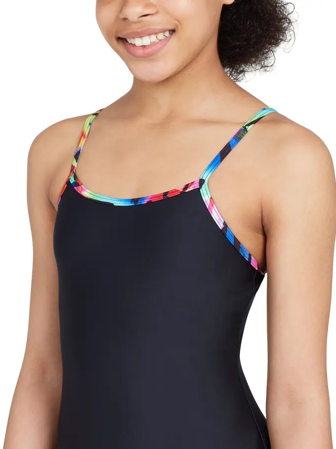 Out of Stock,Sale, Ansicht Großes Bild der Vorderseite Product detail - Girls Rainbow Palms Classicback Swimsuit RNPF