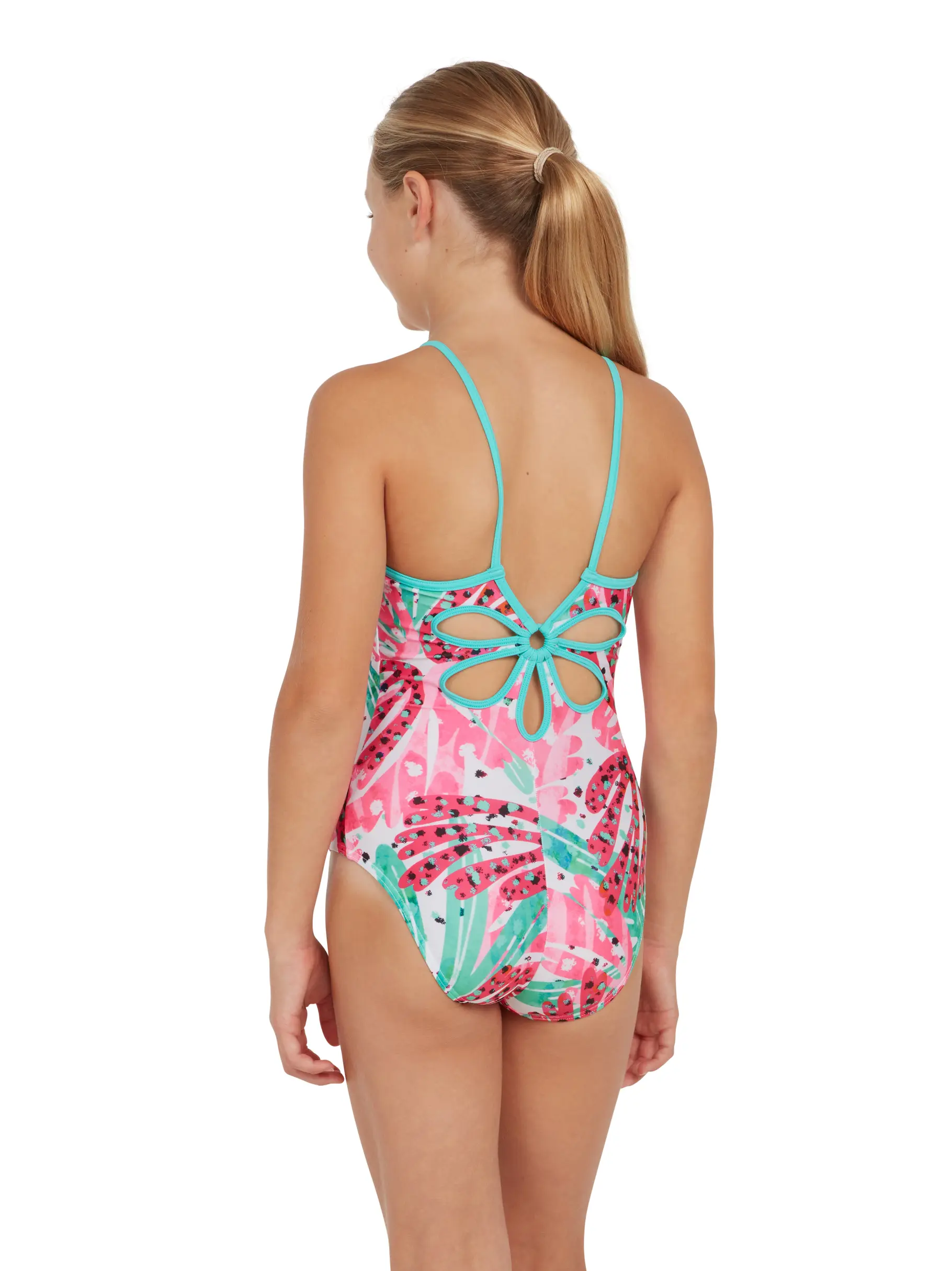 Sale, view full size image of Front view of Product detail - Girls Sea Petal Yaroomba Floral Swimsuit SEPF