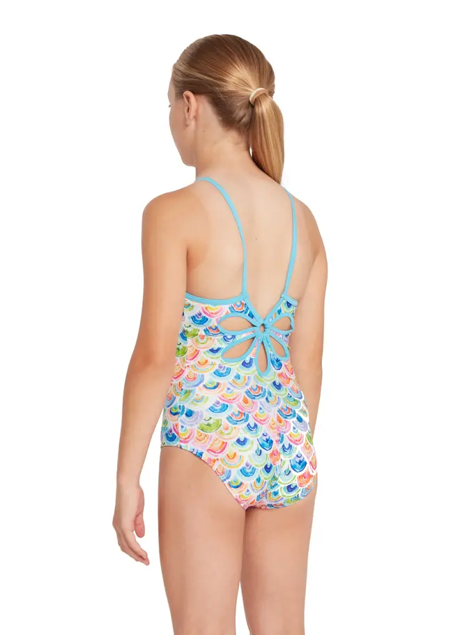 Sale, view full size image of Front view of Product detail - Girls Sea Scale Yaroomba Swimsuit SSCF