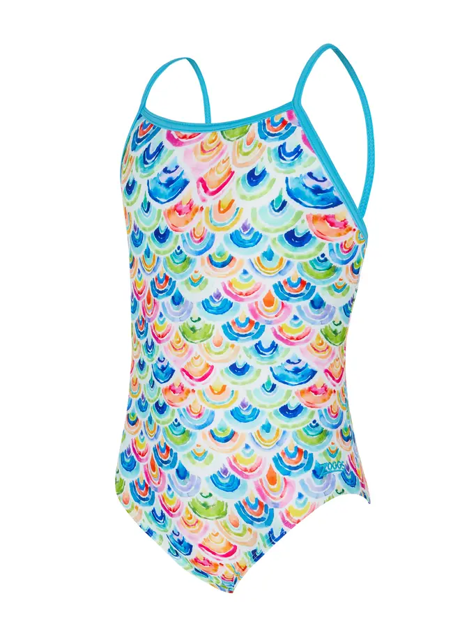Sale, view full size image of Front view of Product detail - Girls Sea Scale Yaroomba Swimsuit SSCF