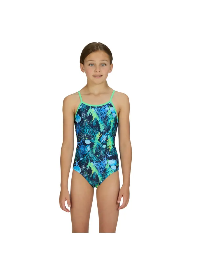 Sale,Clearance, view full size image of Front view of Product detail - Junior Girls Seaside Yaroomba Floral Swimsuit SSDF