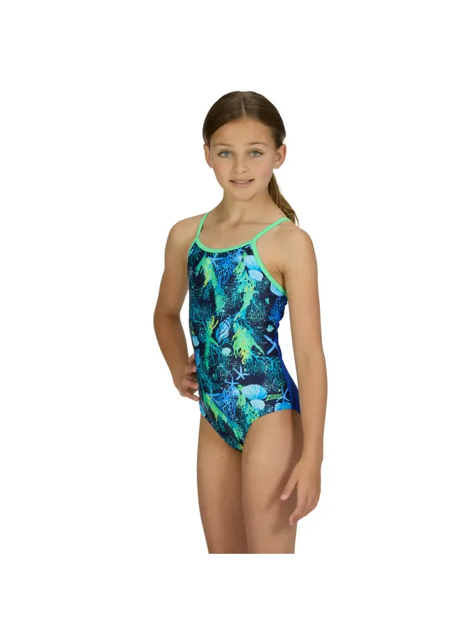 Sale,Clearance, view full size image of Front view of Product detail - Junior Girls Seaside Yaroomba Floral Swimsuit SSDF