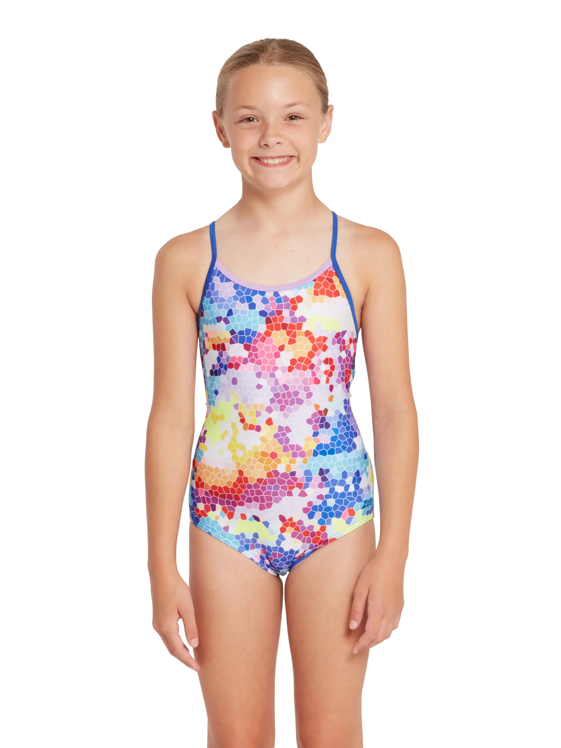 Sale,Clearance, view full size image of Front view of Product detail - Girls Jigsaw Starback Swimsuit JGSF