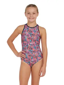 Display front view 1 of Product detail - Girls Bounty Hi Front Crossback Swimsuit BOUF