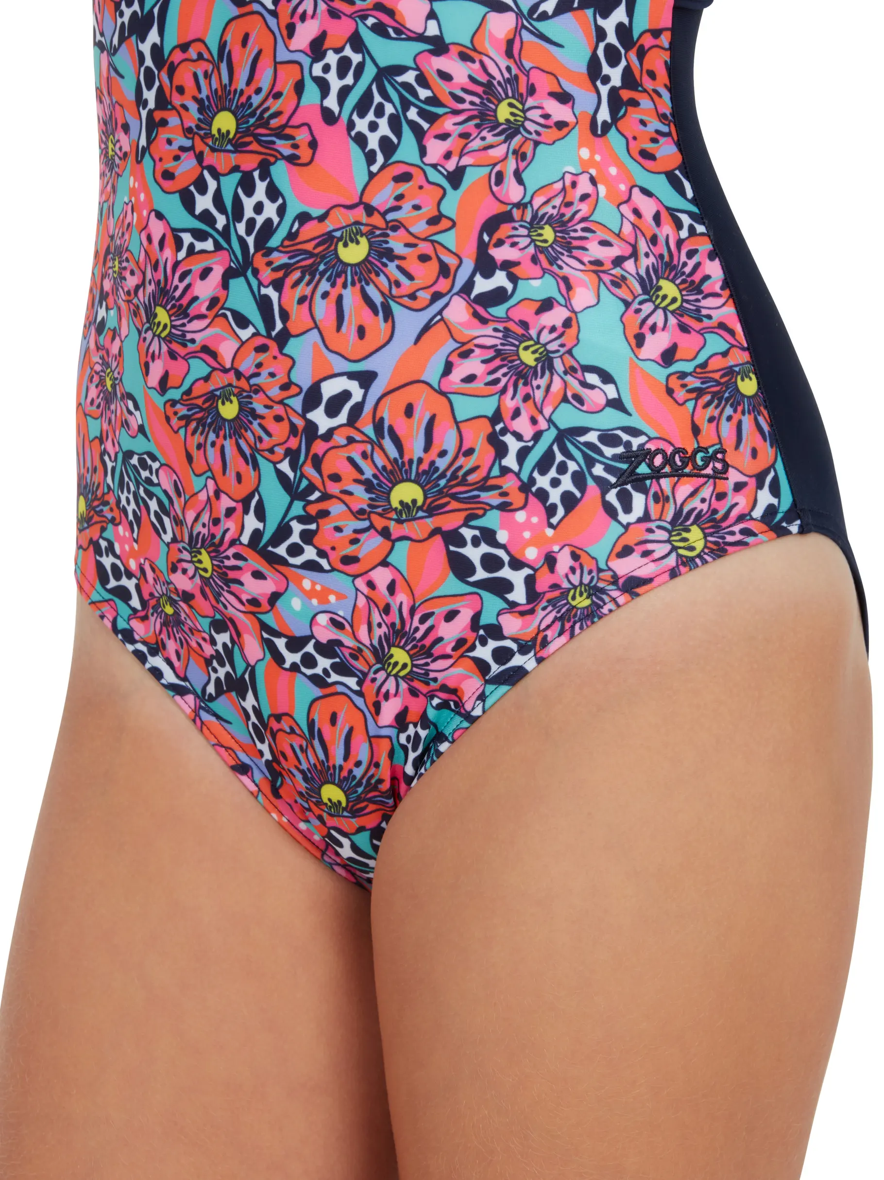 Sale, view full size image of Front view of Product detail - Girls Bounty Hi Front Crossback Swimsuit BOUF
