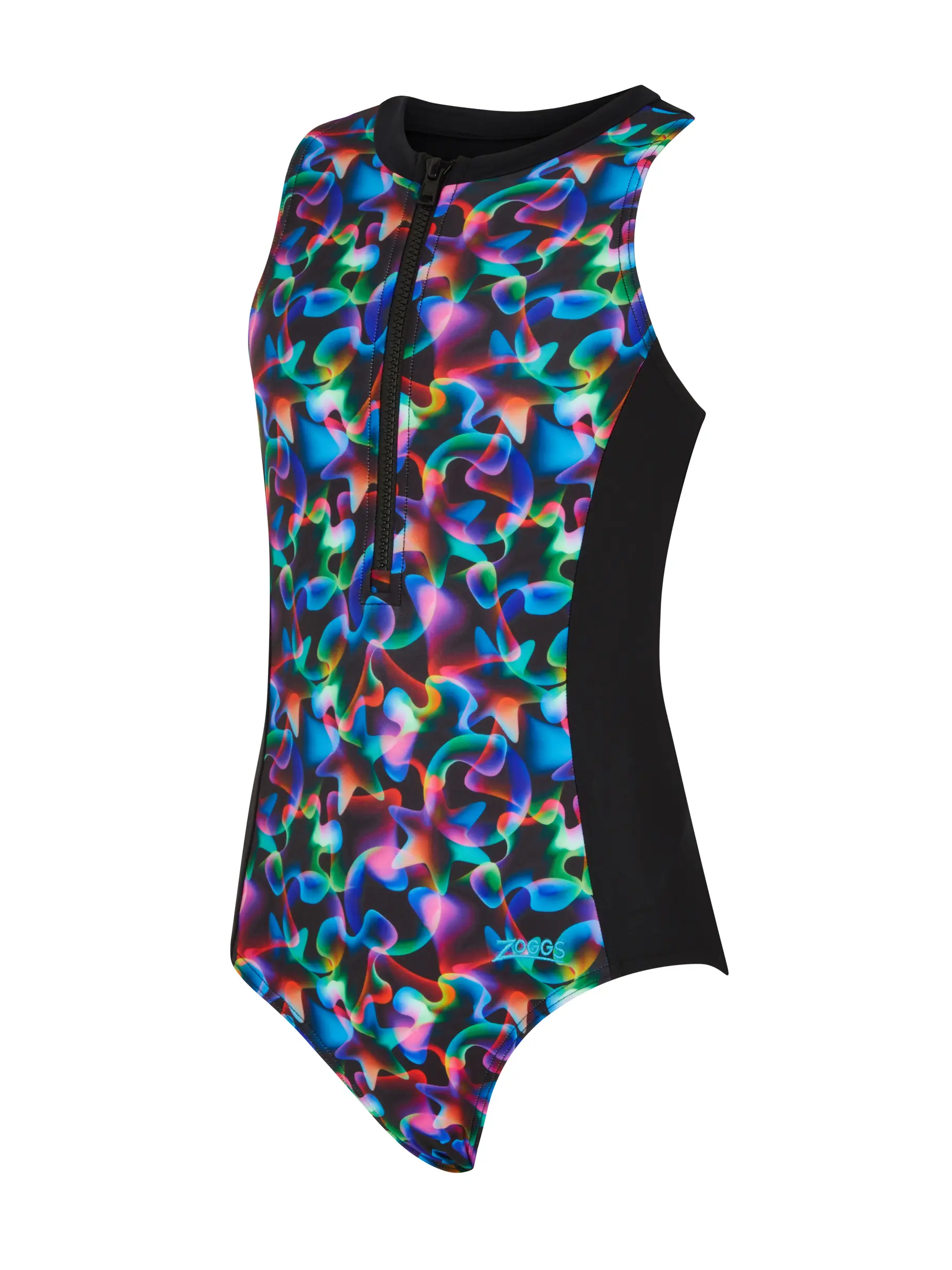 Sale, view full size image of Front view of Product detail - Girls Destiny Zip 1 Piece Swimsuit DESF