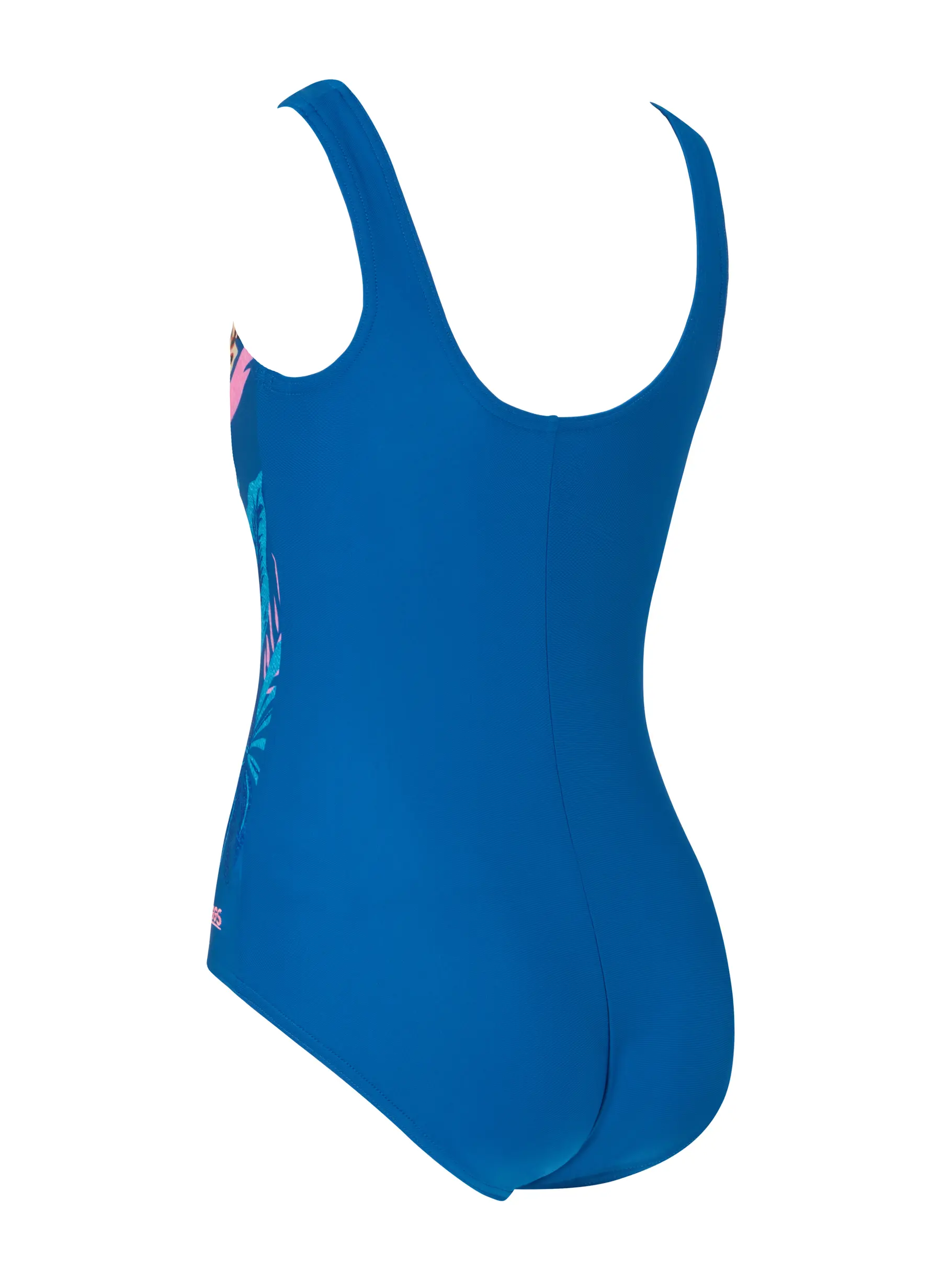 Sale,Clearance, view full size image of Front view of Product detail - Girls Denim Jungle Scoopback Swimsuit DEJF