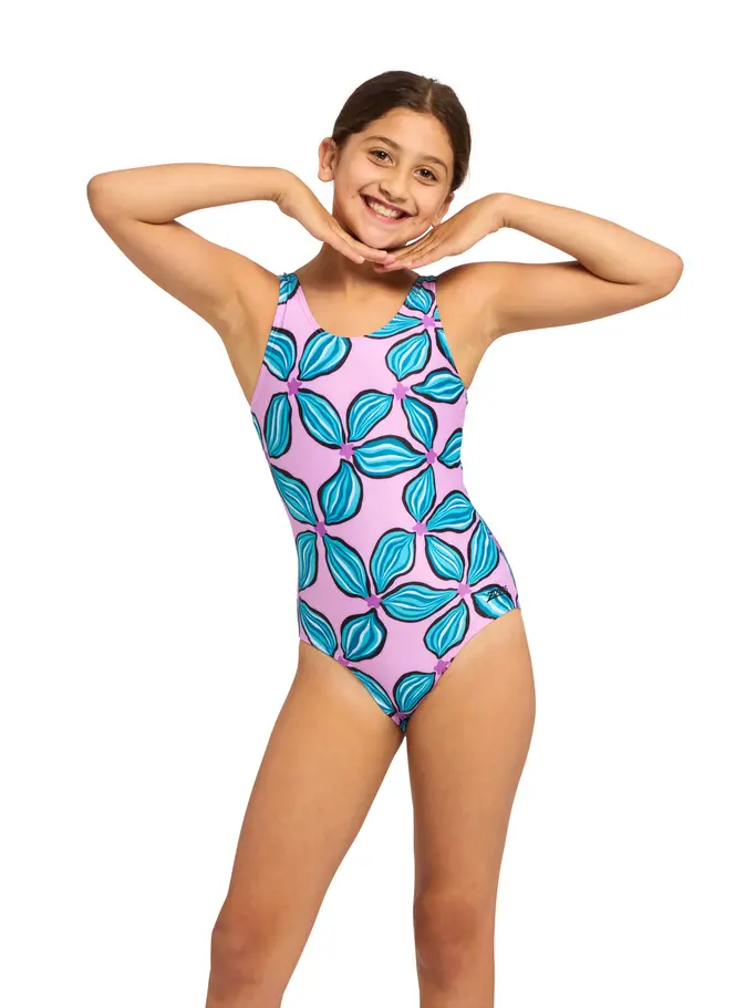 New, view full size image of Front view of Product detail - Junior Girls Lily Maze Scoopback Swimsuit LILY