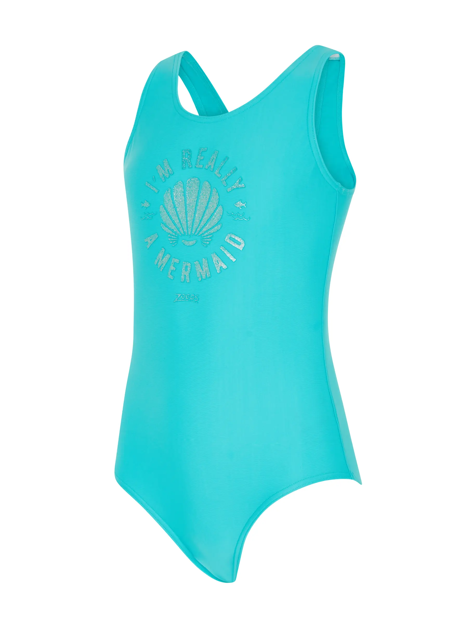 Sale, view full size image of Front view of Product detail - Girls Merry Mermaid One Piece Scoopback Swimsuit MAGF
