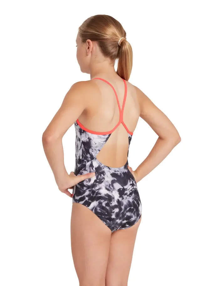 Sale,Clearance, view full size image of Front view of Product detail - Girls Marble Sprintback One Piece BKF