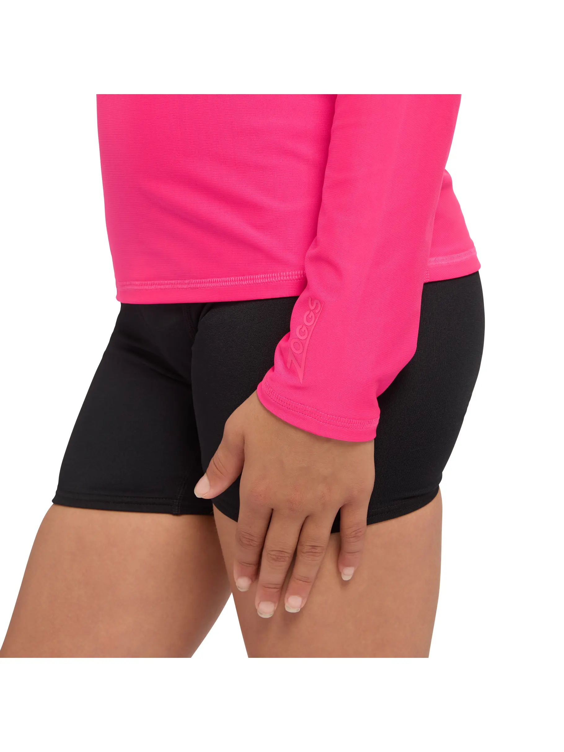 New, view full size image of Front view of Product detail - Bells Long Sleeve Sun Top Girls Ecolast pink