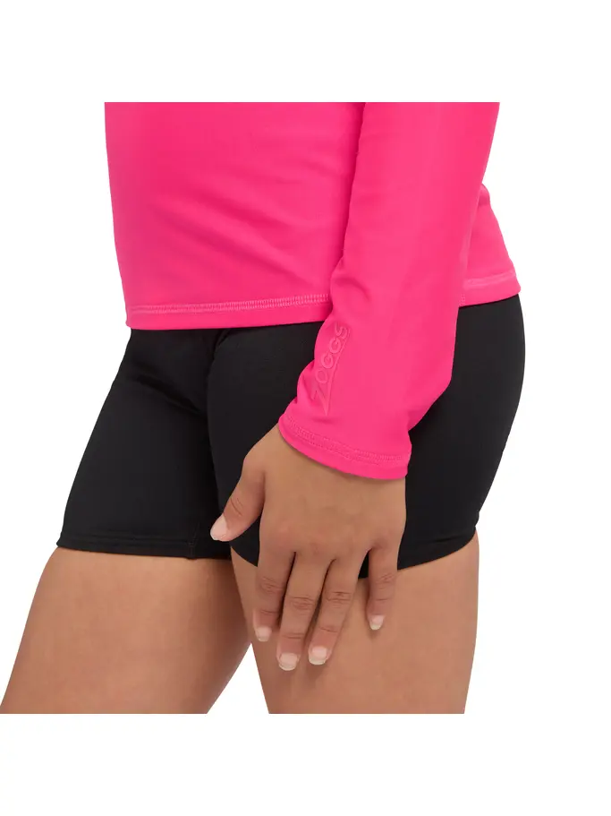 New, view full size image of Front view of Product detail - Bells Long Sleeve Sun Top Girls Ecolast pink