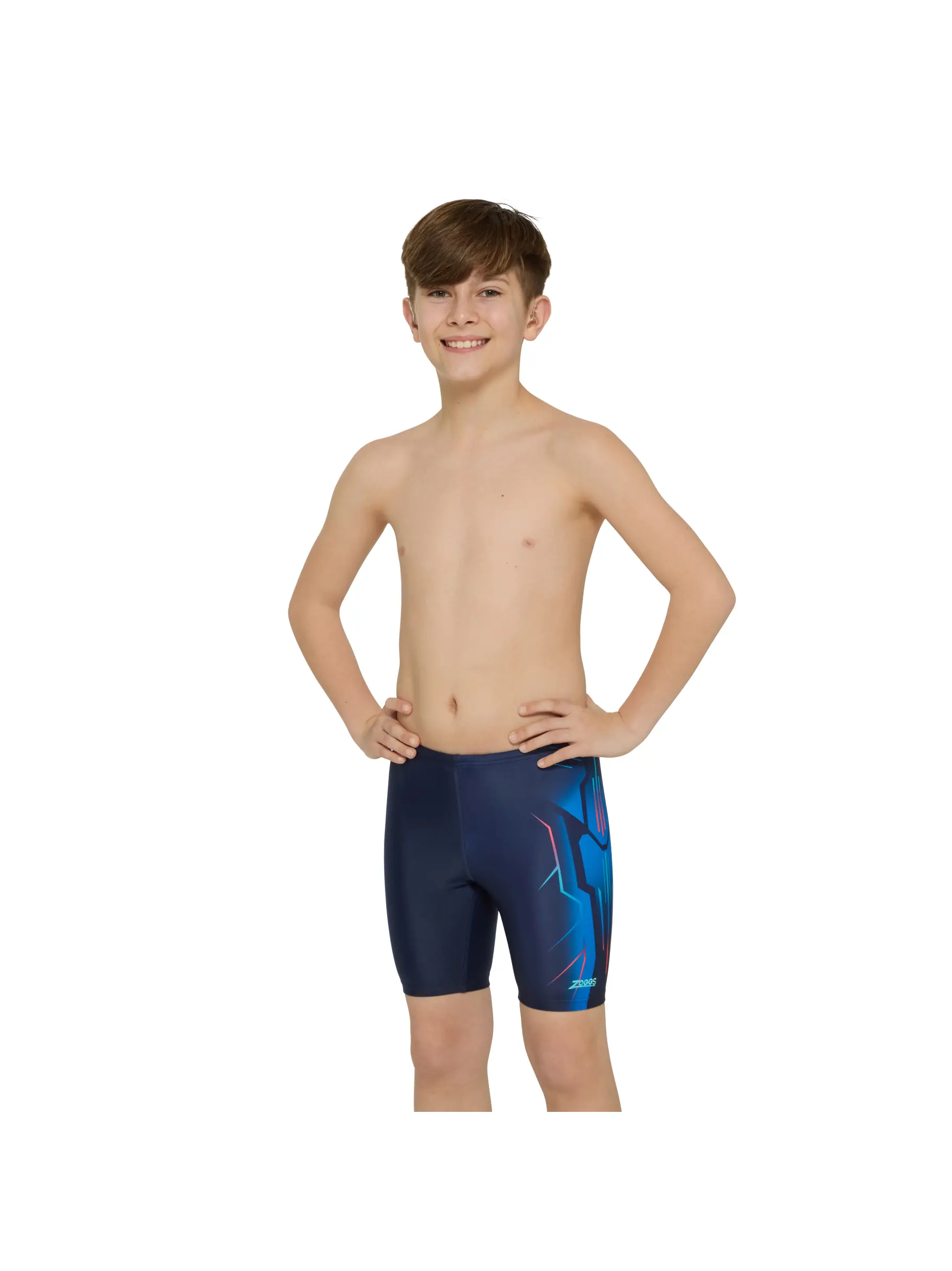 Sale, view full size image of Front view of Product detail - Boys Combat Mid length Swimming Jammer COMB