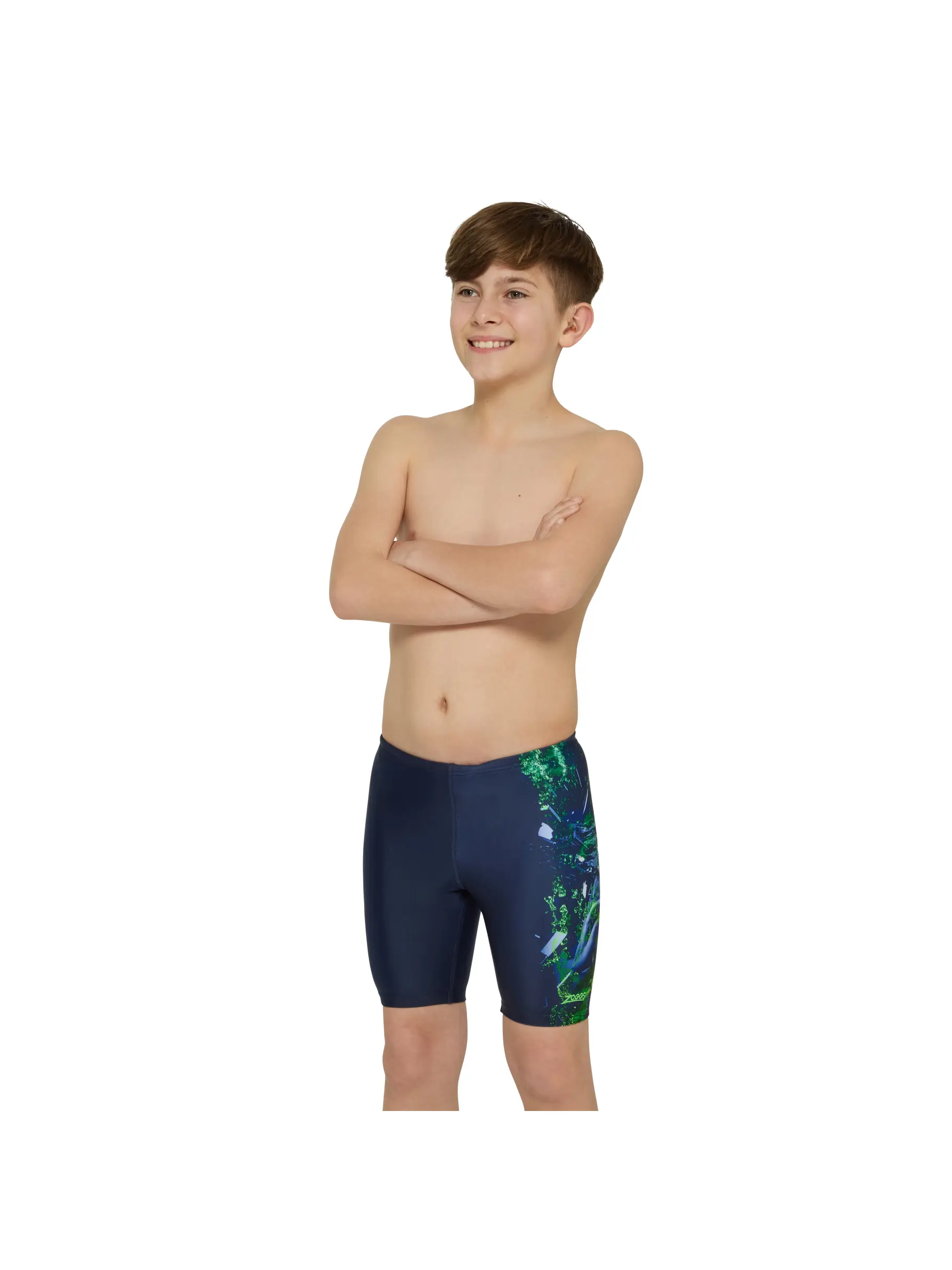 Sale, view full size image of Front view of Product detail - Boys Mako Mid length Swimming Jammer MAKO