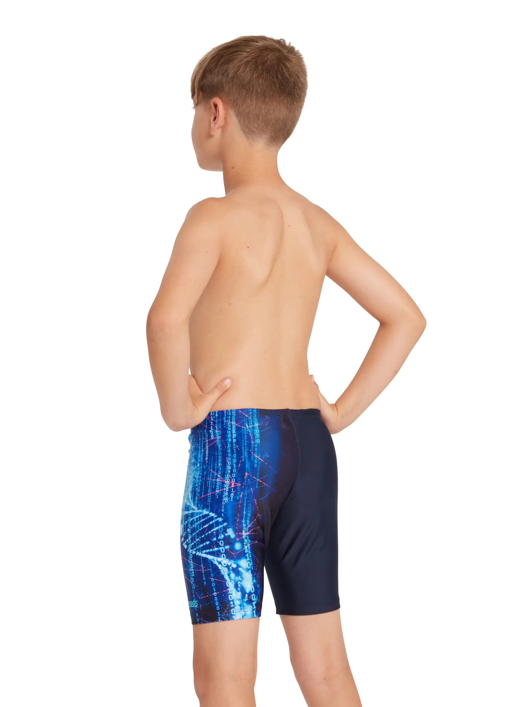 Sale, view full size image of Front view of Product detail - Boys Nebula Print Mid length Swimming Jammer NEBU