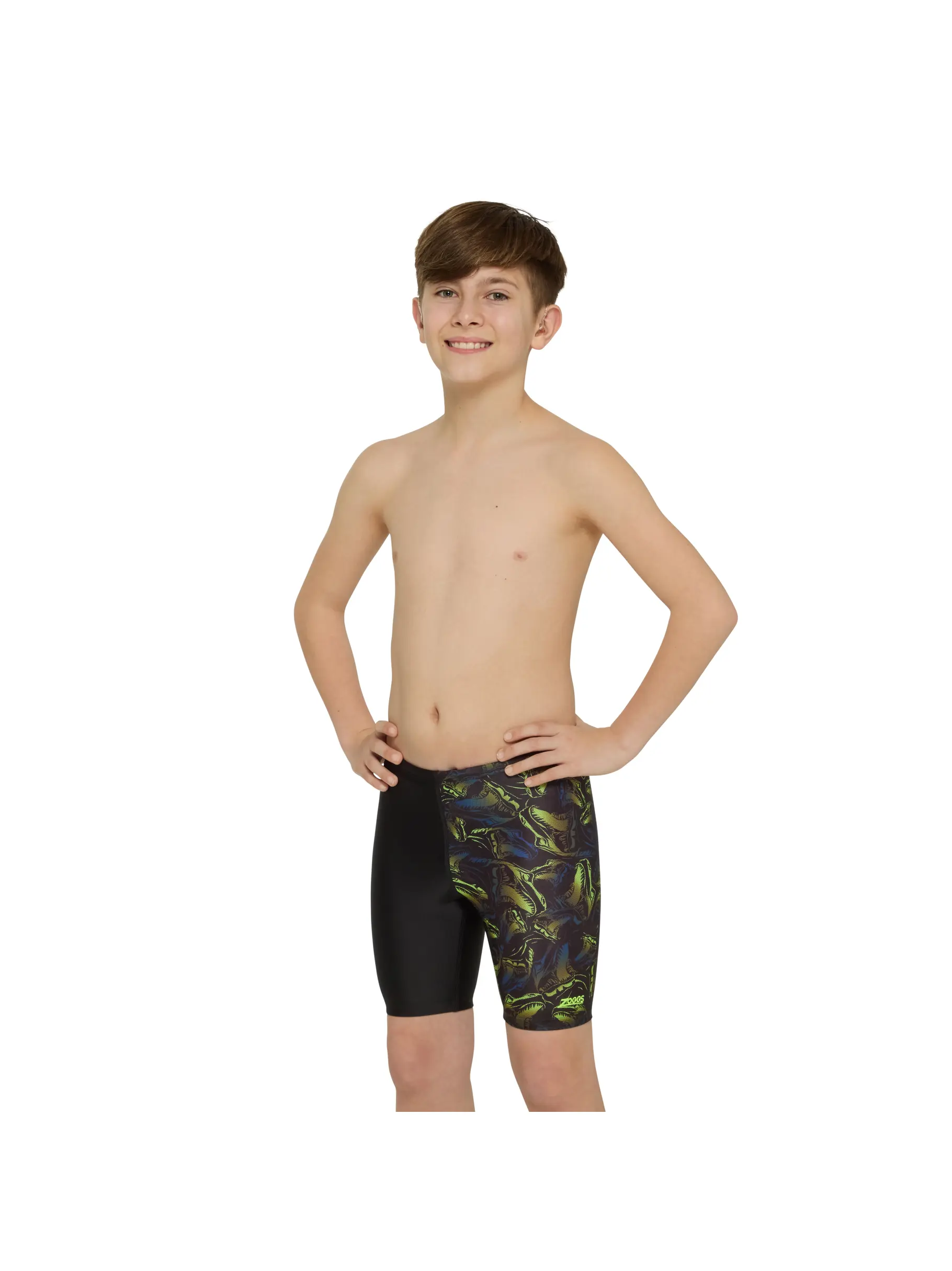 Sale, view full size image of Front view of Product detail - Boys Rex Mid Length Swimming Jammer REX