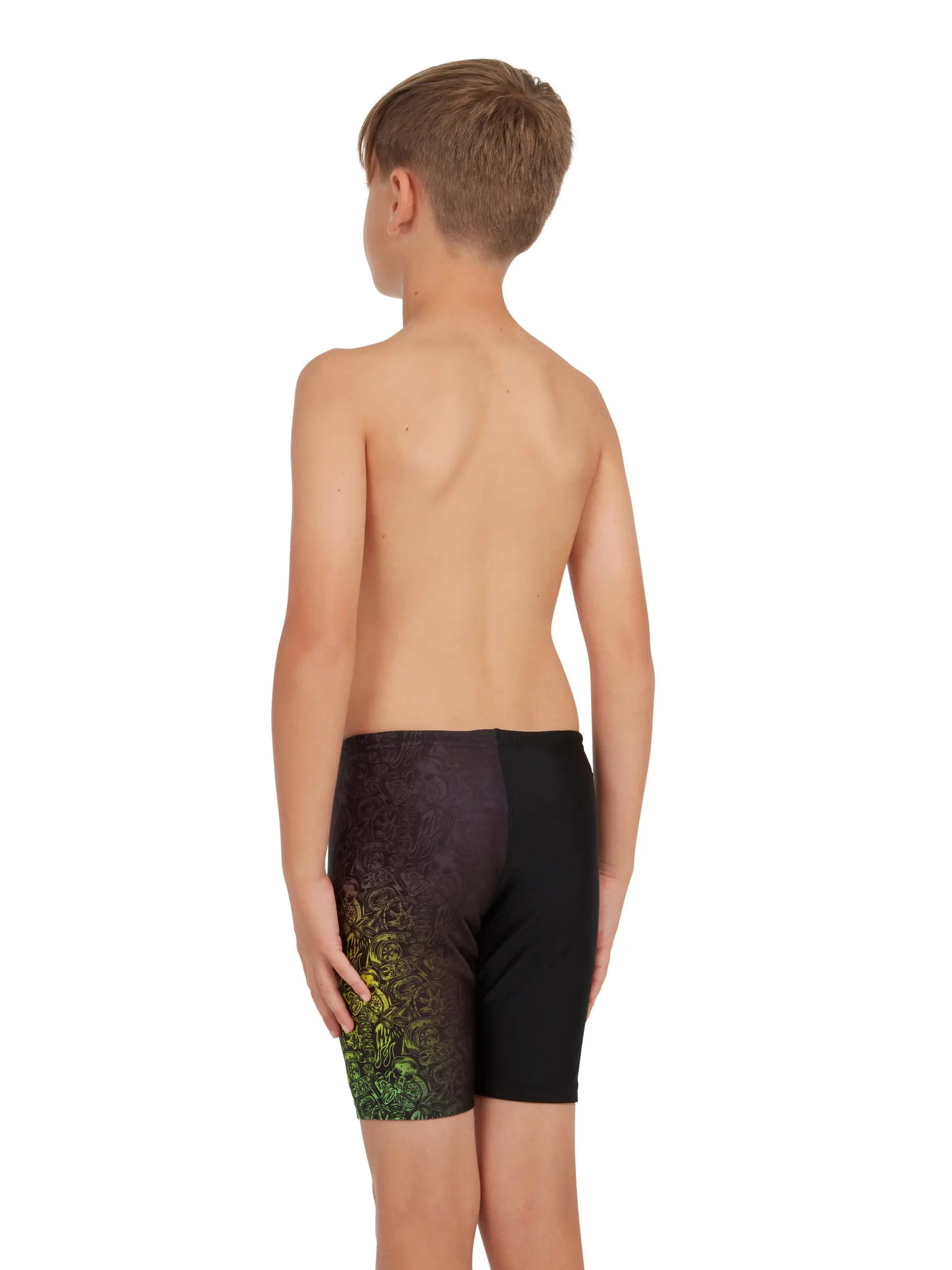Sale, view full size image of Front view of Product detail - Boys Rumble Mid length Swimming Jammer RUMB