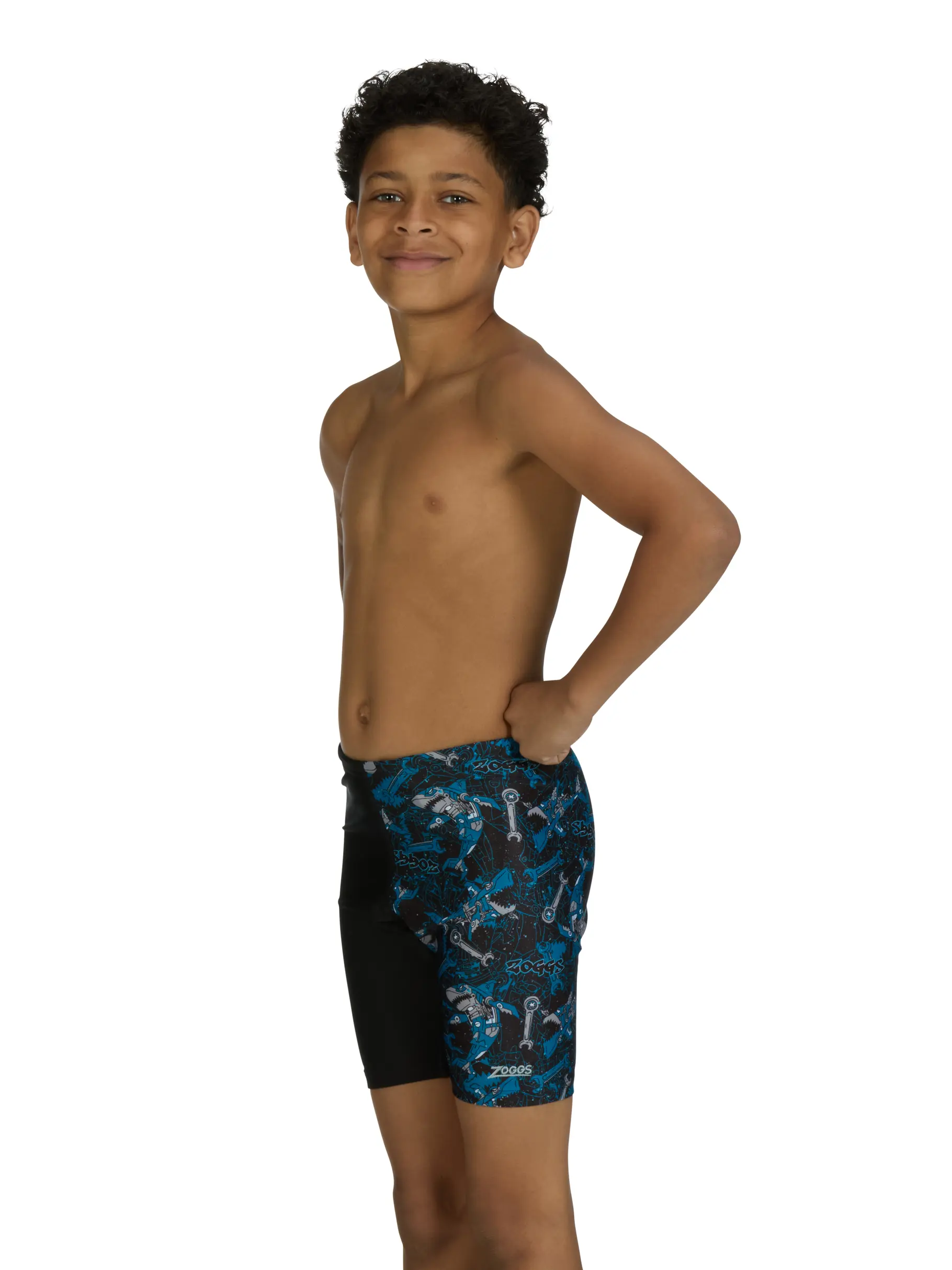 Sale,Clearance, view full size image of Front view of Product detail - Junior Boys Sharkbot Mid Jammer SHBO