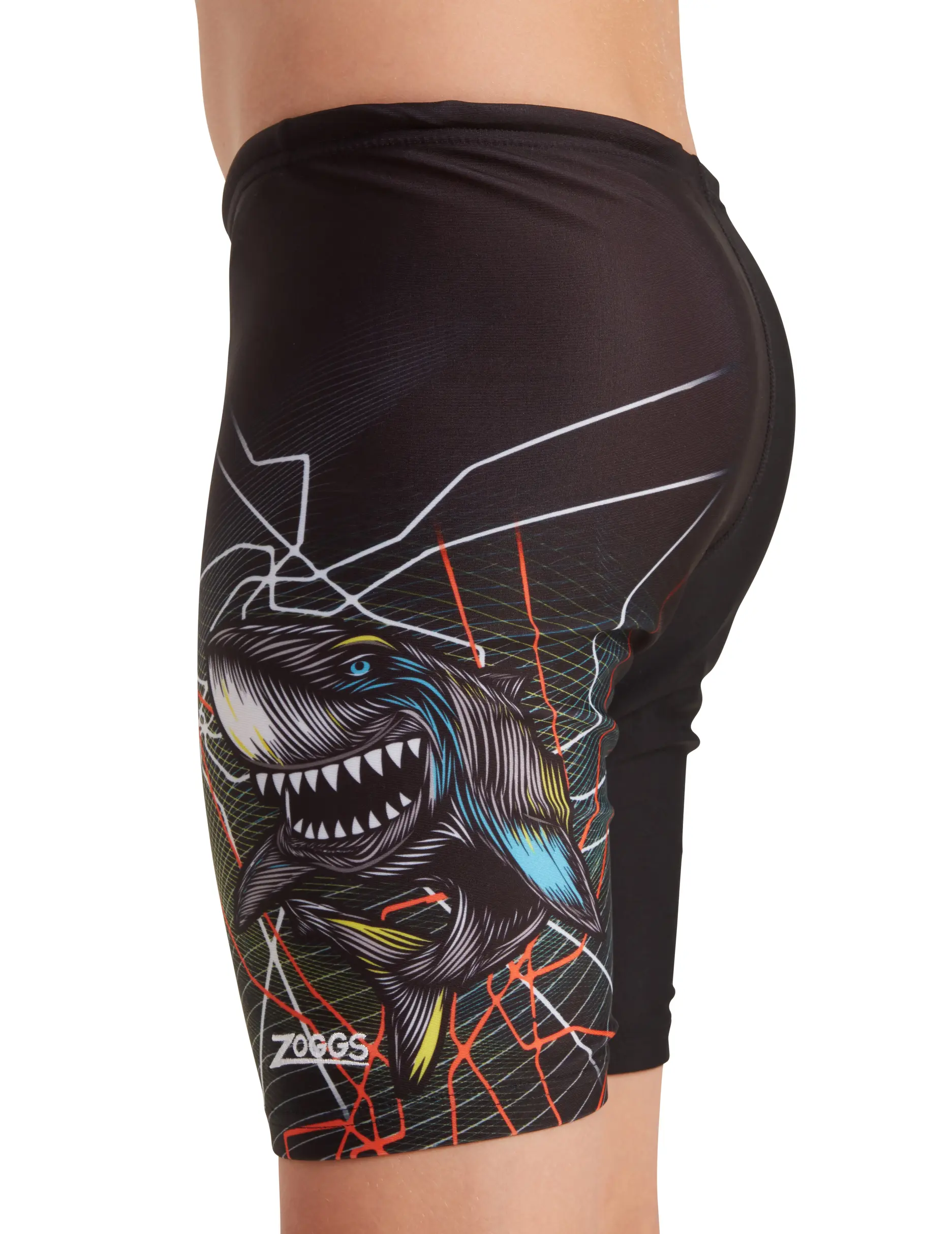Sale, view full size image of Front view of Product detail - Boys Shark Break Print Mid length Swimming Jammer SHBR