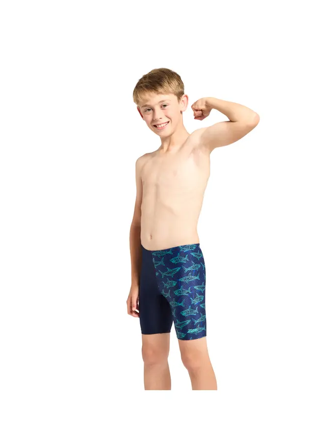 New, view full size image of Front view of Product detail - Junior Boys Sharkonator Mid Jammers SHKT