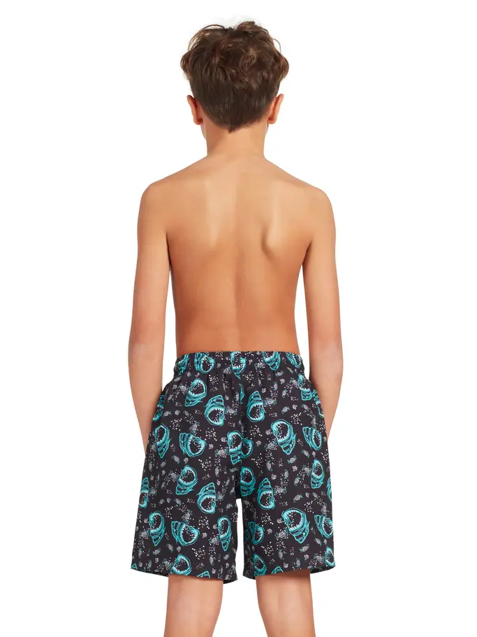 Out of Stock,Sale, Ansicht Großes Bild der Vorderseite Product detail - Boys Sharky 15 Inch Print WaterShorts SRKY