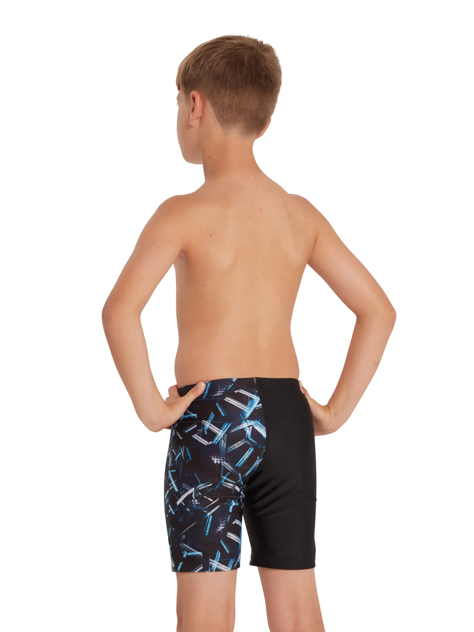 Out of Stock,Sale, view full size image of Front view of Product detail - Boys Alloy Volt Print Mid Length Swimming Jammer ALLY