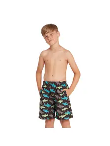 Display front view 1 of Product detail - Boys Shark Silver Print 15 Inch Water Shorts SKSH
