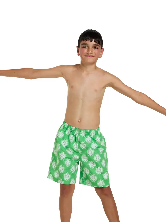 , view full size image of Front view of Product detail - Junior Boys Sun Print 15 Inch Shorts SUNP
