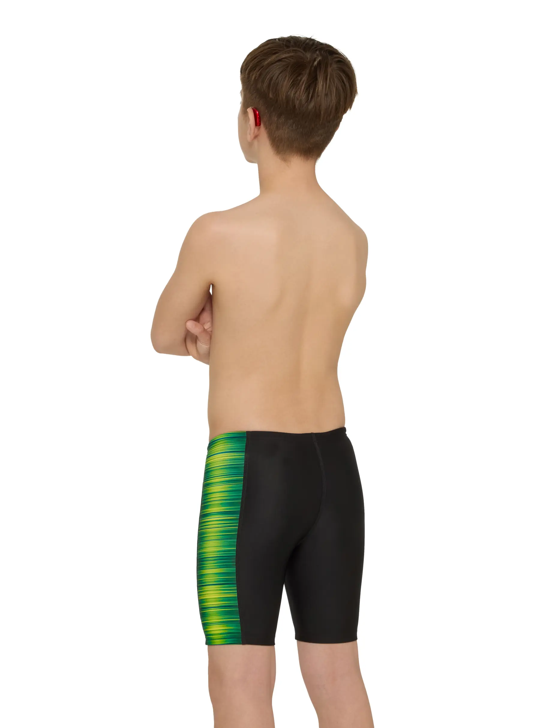 Sale, view full size image of Front view of Product detail - Boys Pipeline Printed Green Panelled Mid Jammer PIGN