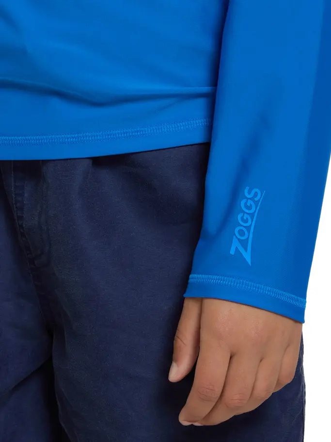 , view full size image of Front view of Product detail - Bells Long Sleeve Sun Top Boys Ecolast blue