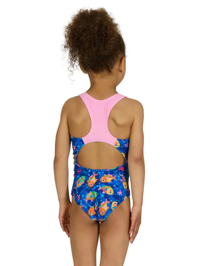 Sale,Clearance, view full size image of Front view of Product detail - Girls Java Fish Actionback Swimsuit JAFI
