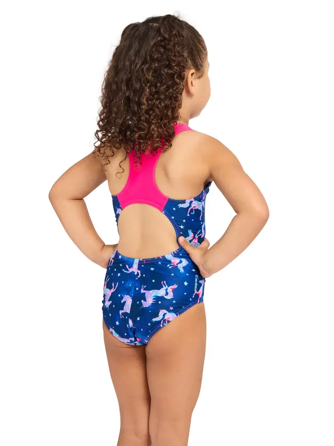 New, view full size image of Front view of Product detail - Girls Pegaso Actionback Swimsuit PEGA