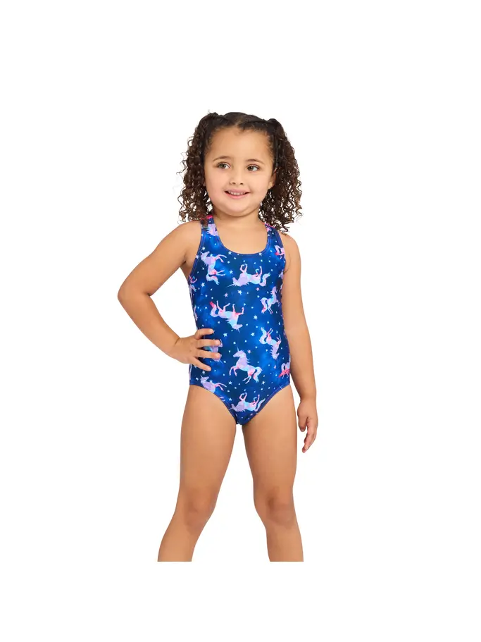 New, view full size image of Front view of Product detail - Girls Pegaso Actionback Swimsuit PEGA