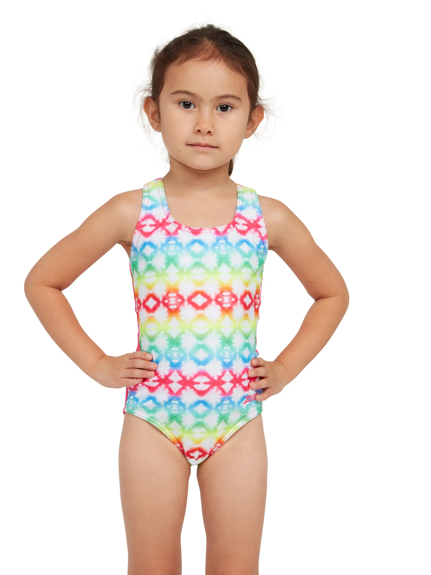 Sale, view full size image of Front view of Product detail - Girls Rainbow Haze Actionback One Piece Swimsuit RBHZ