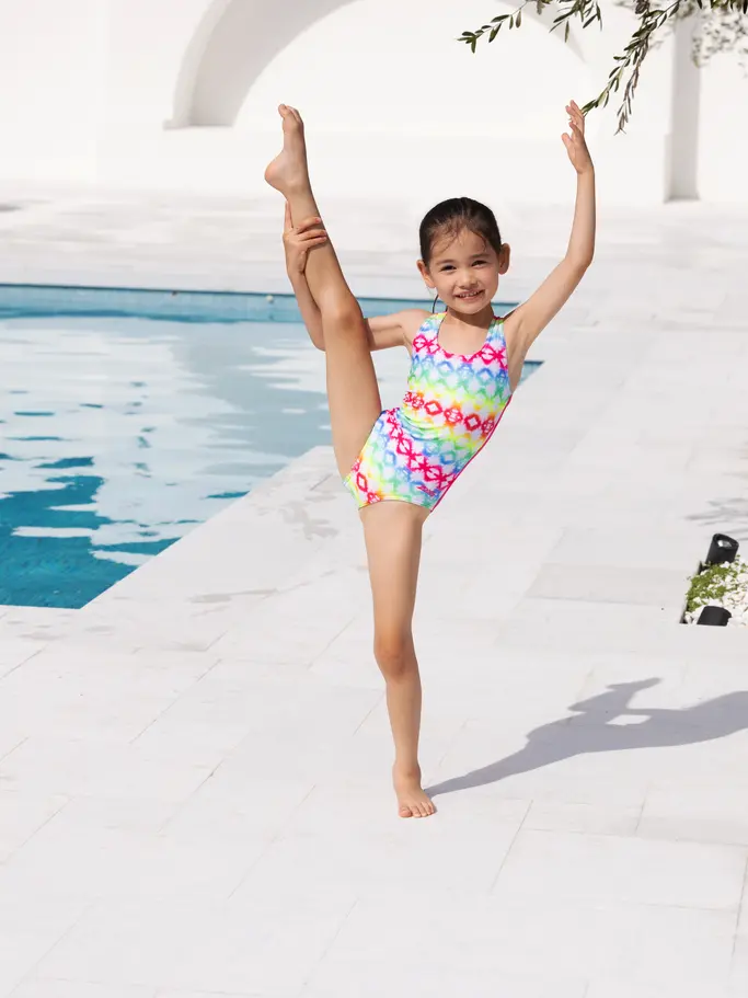 Sale, view full size image of Front view of Product detail - Girls Rainbow Haze Actionback One Piece Swimsuit RBHZ