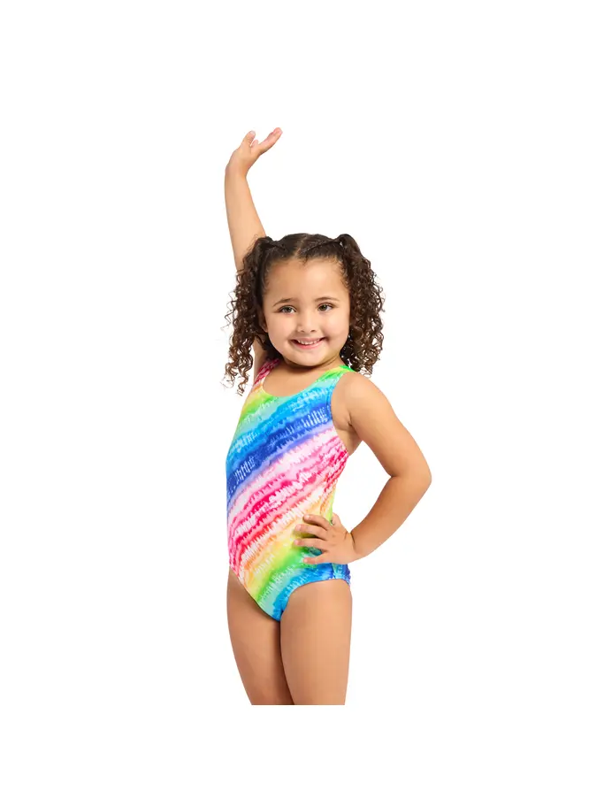 New, view full size image of Front view of Product detail - Girls Rainbow  Ripple Actionback Swimsuit RNRI